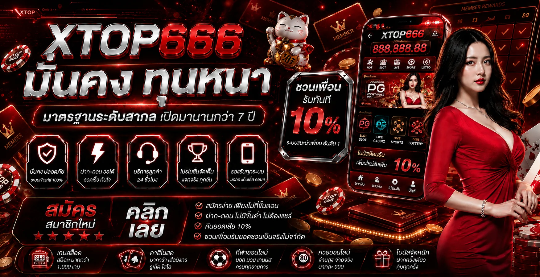 ภาพโปรโมชั่นสมาชิกประจำ XTOP666 พร้อมเงื่อนไข